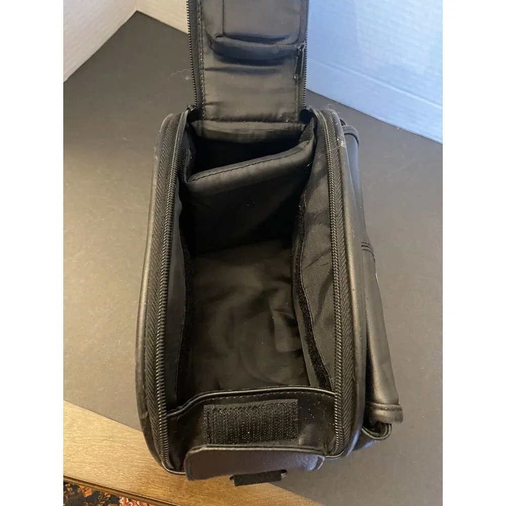View padded faux leather camera bag with handle